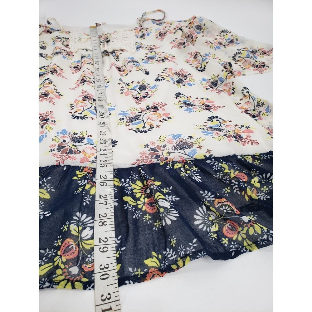 AUW Blouse Tank Top Dress Lave Accent Floral Dual Tone Multicolor Size L - Picture 8 of 10